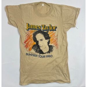 Vintage James Taylor 1980 Summer Tour Tee - Beige Concert Tee S/M